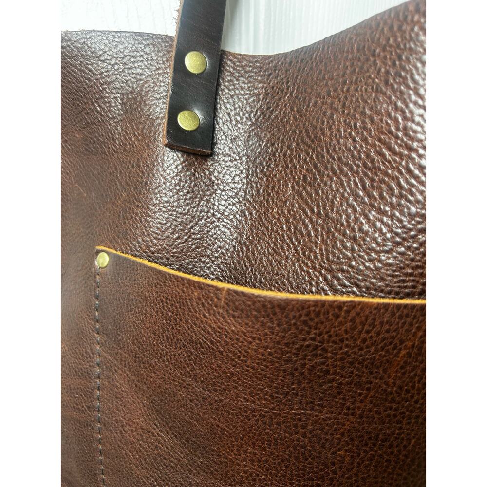Portland Leather Tote 12 Inch Height Bag Purse Hand Made - Picture 8 of 9